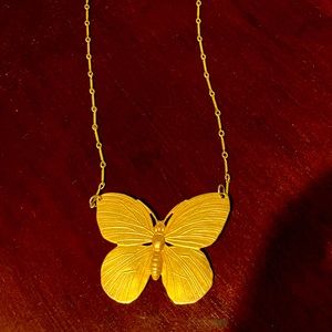 Gold butterfly necklace,